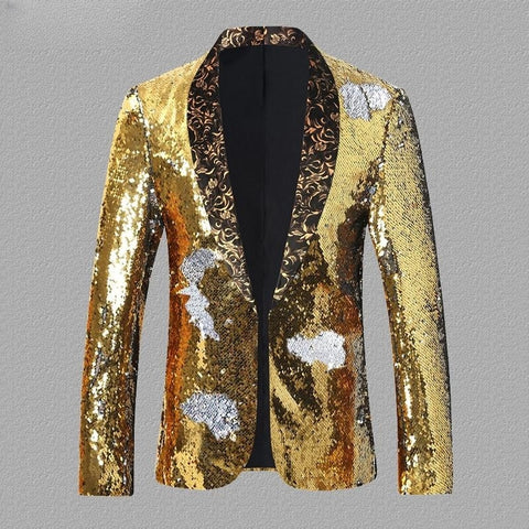Sequined Turning Piece Performance Dress Male Singer Host Stage Performance Suit
