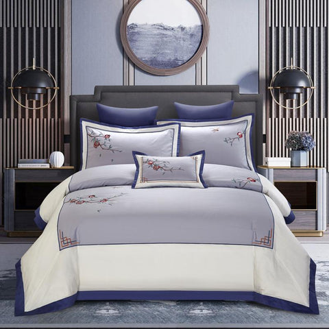 New Chinese Style Cotton 60s Long-staple Cotton Four-piece Cotton Embroidery Hotel Four-piece Hotel