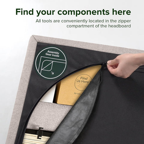 Queen Bed Frame Misty Bed Mattress Base, Light Grey | Upholstered Button Tufted Fabric Platform | Bedroom Furniture