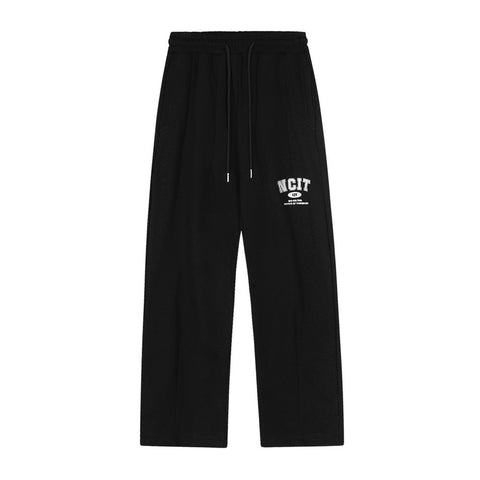 Letter Embroidery Sports Straight Sweatpants Men