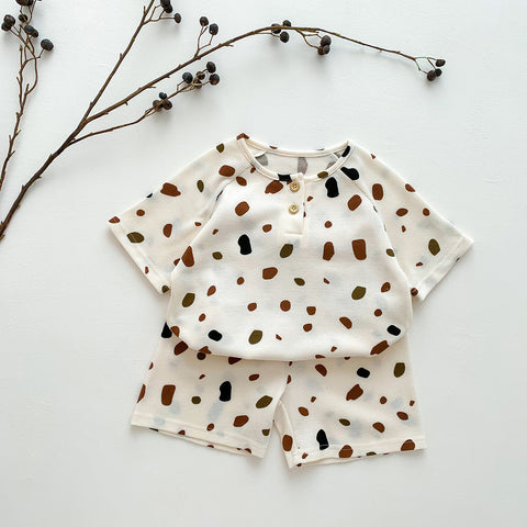 Children's Fashion Print Loungewear Pajamas Set