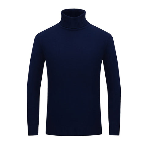 Men's Hollow Solid Color Turtleneck Sweater Fashion Casual All-match Simple Sweater
