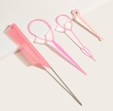 Hair Braiding Tools Comb Set Hairdressing Tress Device Hair Puller Pin Four-piece Set Household Modeling Tail Comb New