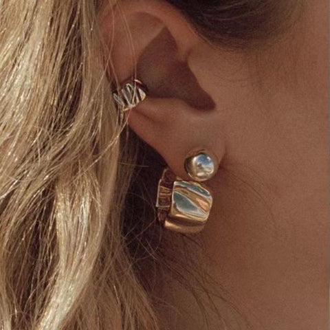 New Chinese Plant Series Brushed Rolled Leaf Three-dimensional Delicate Earrings