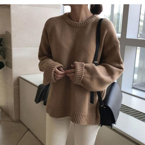 Pullover sweater on autumn and winter round neck