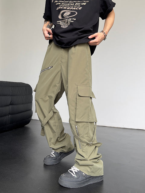 High Waist Slim Straight Baggy Pants