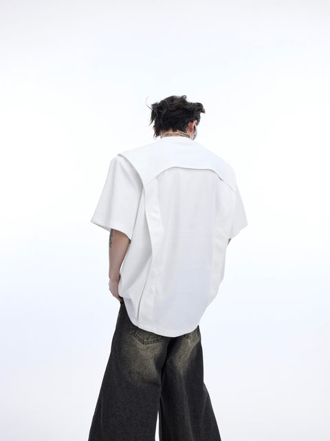 Three-dimensional Cutting Piece Padded Shoulder Short Sleeve