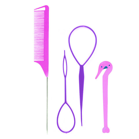 Hair Braiding Tools Comb Set Hairdressing Tress Device Hair Puller Pin Four-piece Set Household Modeling Tail Comb New
