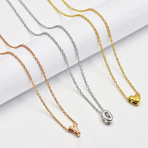 26 Bubble Letters Love Heart Necklace