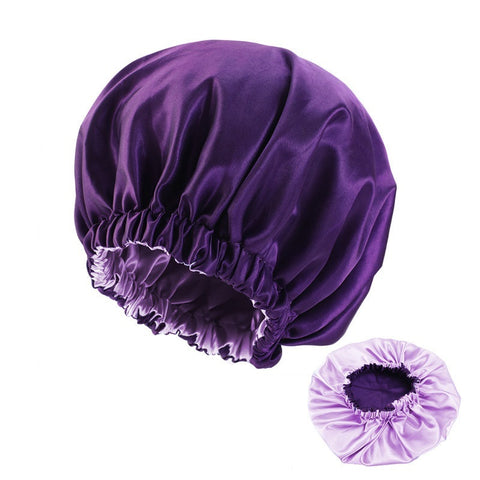 No Plus-sized Elastic Wide-brimmed Double-layer Satin Bandeau Hat