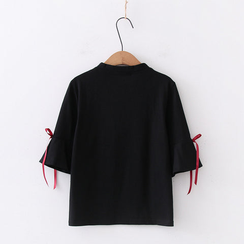 Chinese Style Mid Sleeve Top Pleated Skirt Suit