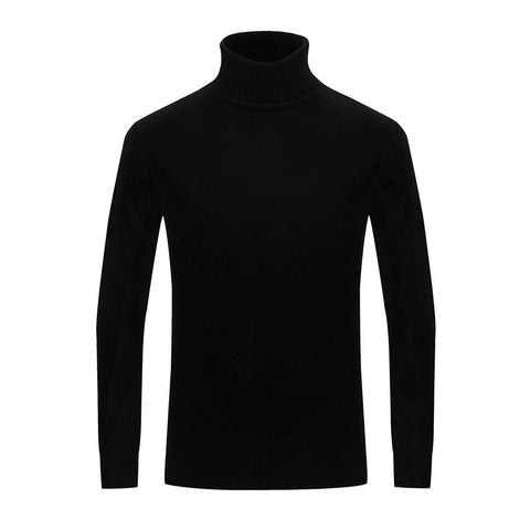 Men's Hollow Solid Color Turtleneck Sweater Fashion Casual All-match Simple Sweater