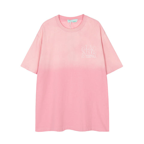 Retro Washed Old Letter Print Short-sleeve