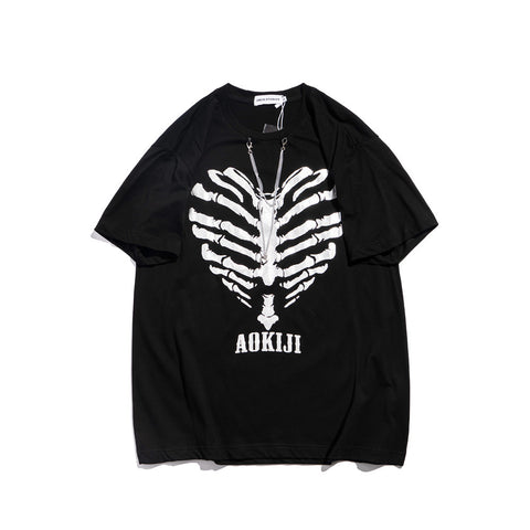 Decorative Half Sleeve High Street Trend Five Point Sleeve T Shirt