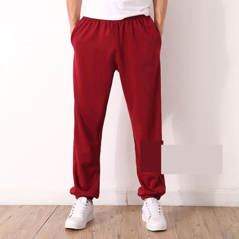 Spring And Summer Thin Elastic Waist Men's Loose Straight Leg Cotton Casual Long Pants