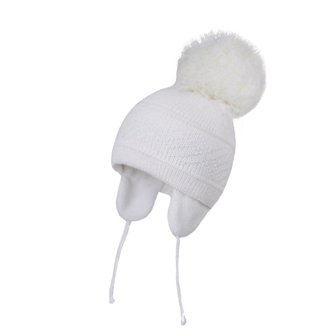 Knitted Hat Solid Color Plus Plush Big Ball