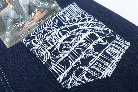 Letter Printing Straight Denim Shorts Men