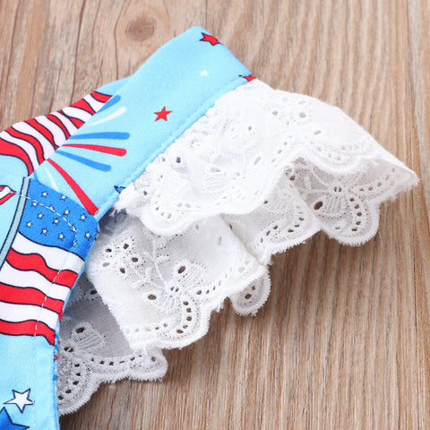 Kids Summer Sleeveless Firework Flag Dress