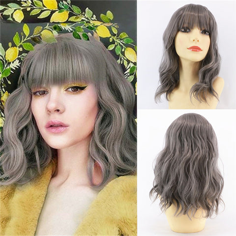 Fashion Ladies Chemical Fiber Air Liu Hai Ripple Wig Head Cover