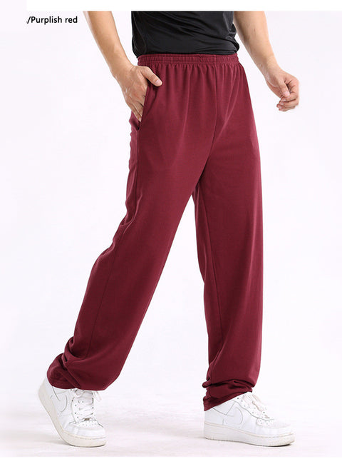 Spring And Summer Thin Elastic Waist Men's Loose Straight Leg Cotton Casual Long Pants