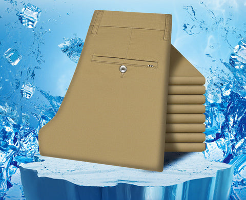 Thin Cotton Stretch Men's Trousers Loose Straight Mid-waist Men's Trousers Business Casual Pants