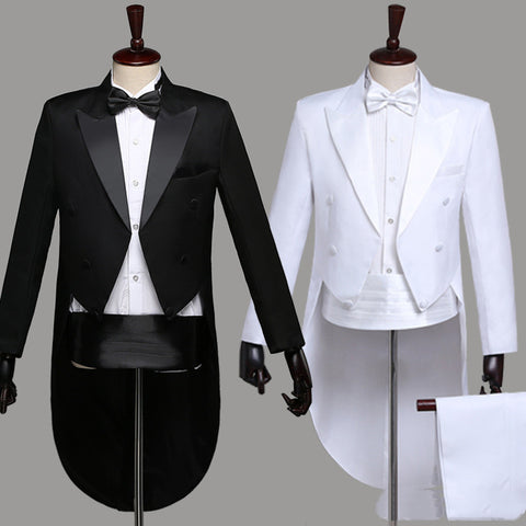 Men's Dress Black Tuxedo Christmas Magic Show Costume