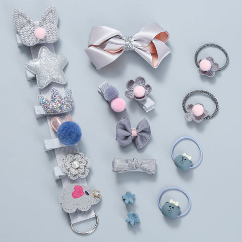 Children's Hair Accessories 18-piece Set Crown Bow Headdress