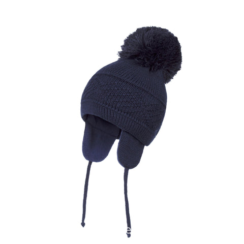 Knitted Hat Solid Color Plus Plush Big Ball