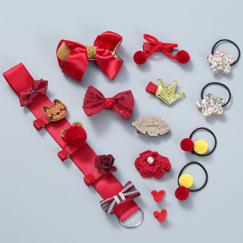 Children's Hair Accessories 18-piece Set Crown Bow Headdress