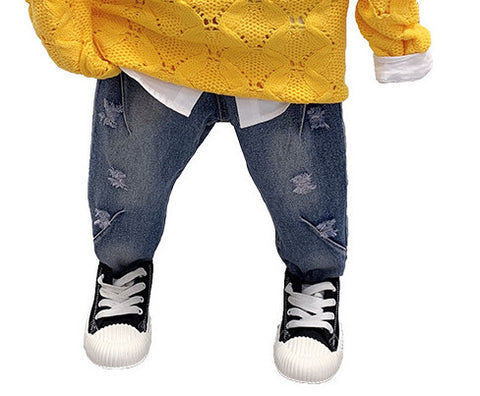 Children's New Sweater With Printed Shirt And Jeans