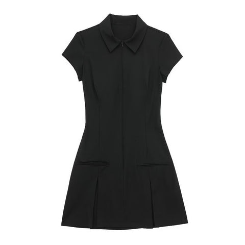 New Polo Collar Zipper Dress