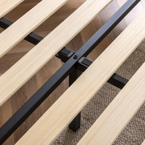 Queen Bed Frame Misty Bed Mattress Base, Light Grey | Upholstered Button Tufted Fabric Platform | Bedroom Furniture