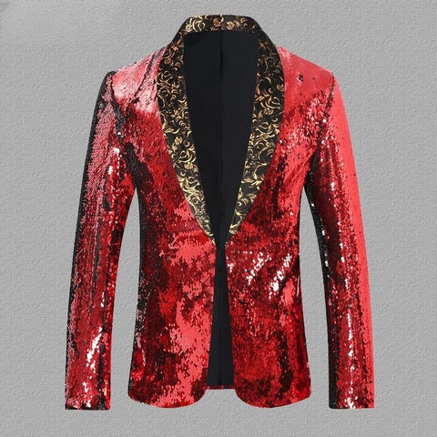 Sequined Turning Piece Performance Dress Male Singer Host Stage Performance Suit