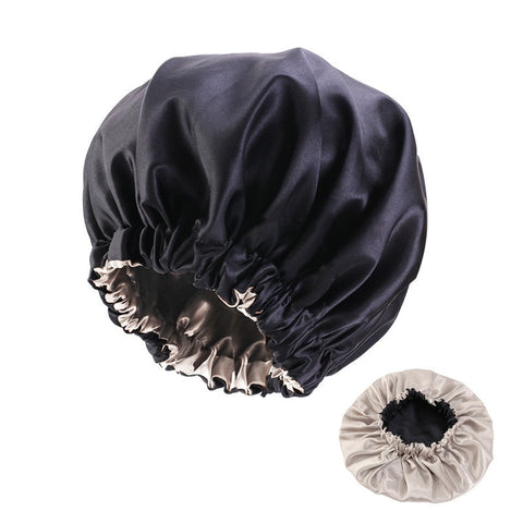 No Plus-sized Elastic Wide-brimmed Double-layer Satin Bandeau Hat