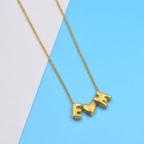26 Bubble Letters Love Heart Necklace