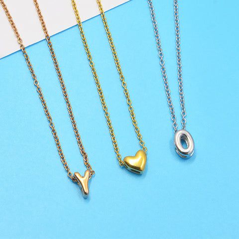 26 Bubble Letters Love Heart Necklace