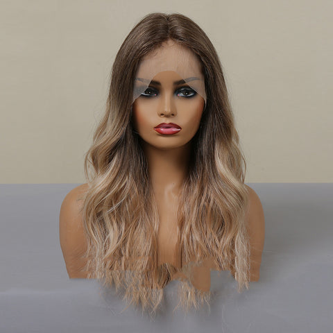 Women's Fashion Front Lace Middle Part Long Curly Wig