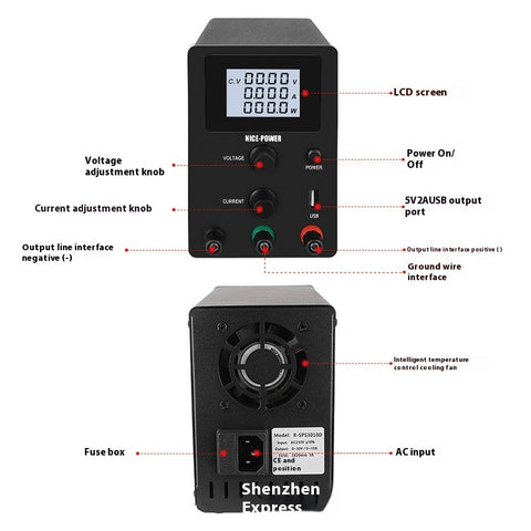 Digital Display Adjustable DC Stabilized Power Supply High Precision LCD Screen Power Supply With USB Jack