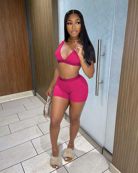 Summer Fashion Casual Exercise Vest Shorts Two-piece Set