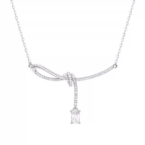 Aurora Small Sugar Cube Ribbon Knot Necklace Female Clavicle Chain