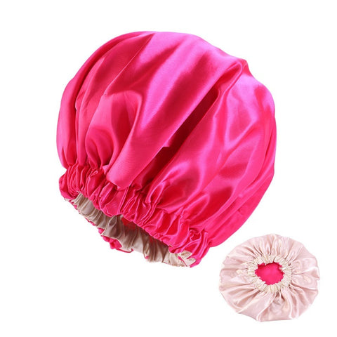 No Plus-sized Elastic Wide-brimmed Double-layer Satin Bandeau Hat
