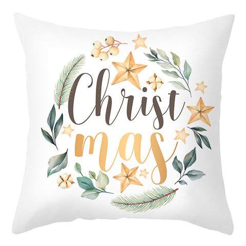 Christmas Pillow Cover Cartoon Letter Print Cushion Cover Office Sofas Pillow Cover