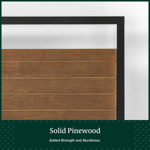 Ironline Double Bed Frame Base /Y/Metal Pine Wood Suzanne Heavy Solid Wood Platform/Bedroom Furniture Industrial