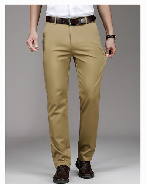 Thin Cotton Stretch Men's Trousers Loose Straight Mid-waist Men's Trousers Business Casual Pants