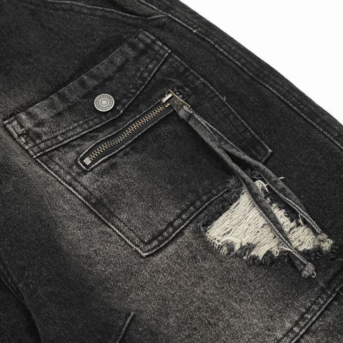 Fashion Holes Denim Overalls Men