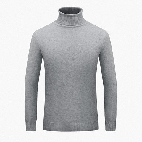 Men's Hollow Solid Color Turtleneck Sweater Fashion Casual All-match Simple Sweater