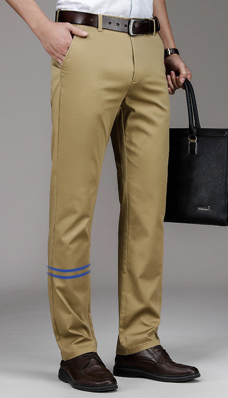 Thin Cotton Stretch Men's Trousers Loose Straight Mid-waist Men's Trousers Business Casual Pants