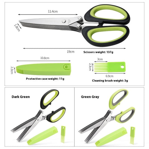 Five-layer Chopped Green Onion Scissors Stainless Steel Spices Herbs And Vegetables