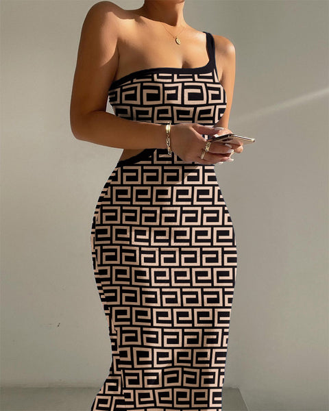 Fashion Slim New European And American Women's Print Dress