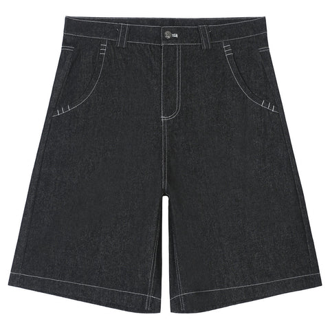 Letter Printing Straight Denim Shorts Men